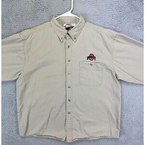 Ohio State Shirt Large Buckeyes Tan Athletic Button Down Long Sleeve Mens Cadre